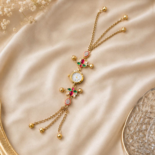 Premium Rani & Grüne Farbe Kundan Uhr für Mädchen & Frauen Elegante Kollektion