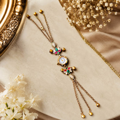 Designer Rani & Green Color Kundan Watch For Girls & Women Wedding Style