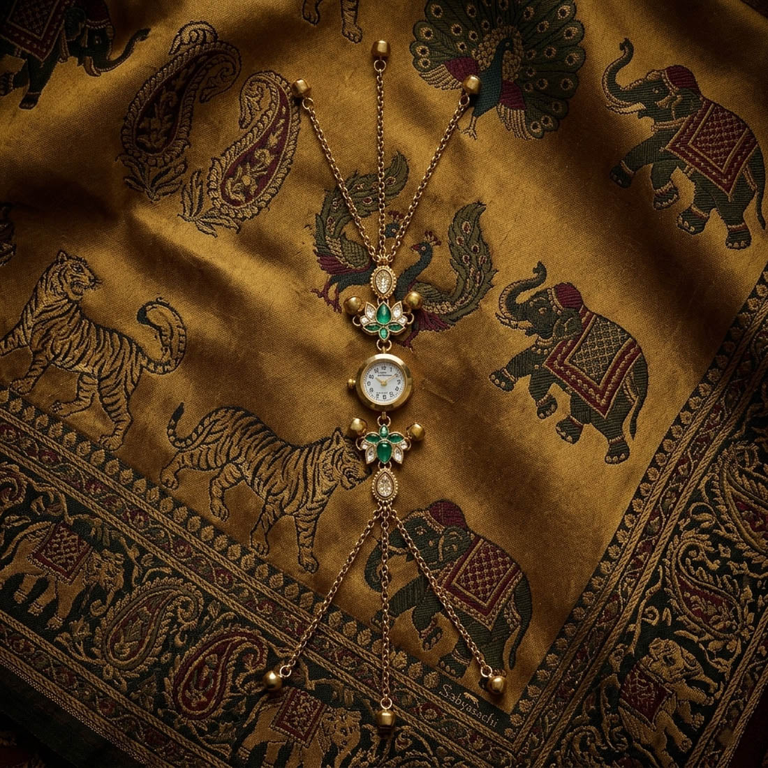 Graceful Green Color Kundan Watch For Girls & Women Modern Ethnic Fashion