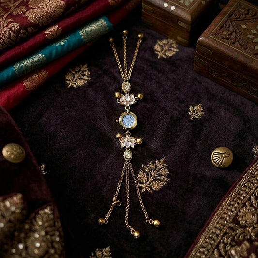 Elegante weiße Kundan-Uhr für Mädchen und Frauen – Traditionelle Partykollektion