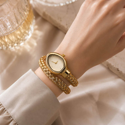 Cream Color Snake Analog Watch Crafted with Chic Fashion Look for Women and Girls