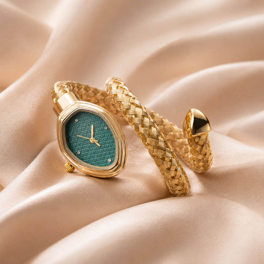 Green Color Snake Analog Watch Featuring Trendy Modern Style with Premium Fashion Appeal