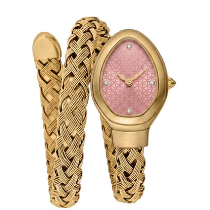 Peach Color Snake Analog Watch with Beautiful Elegant Design for Casual and Party Wear