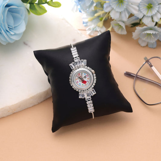 Silver Plated Watch For Girls & Women with Elegant Stylish Everyday Fashion Look