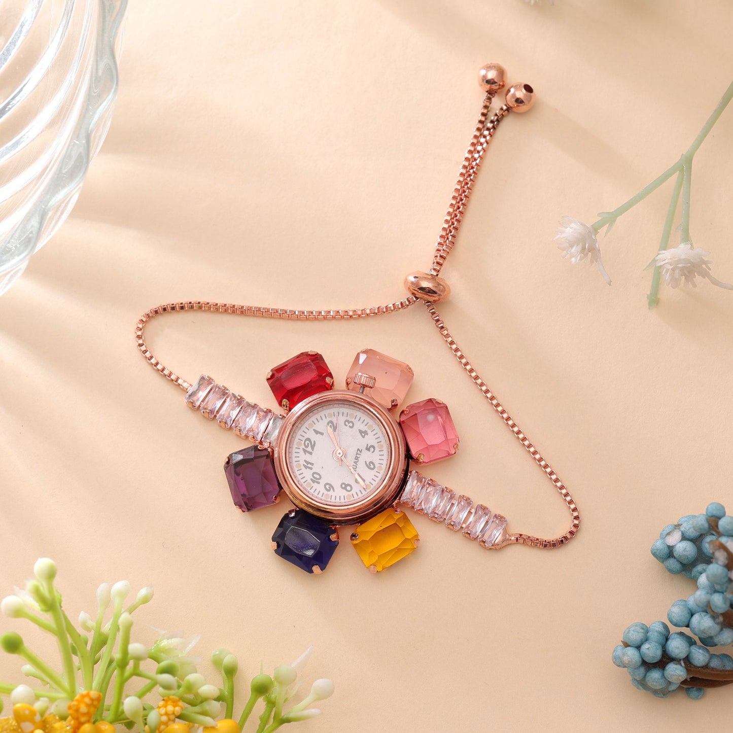 Rose Gold Plated Watch For Girls & Women Featuring Chic Contemporary Design