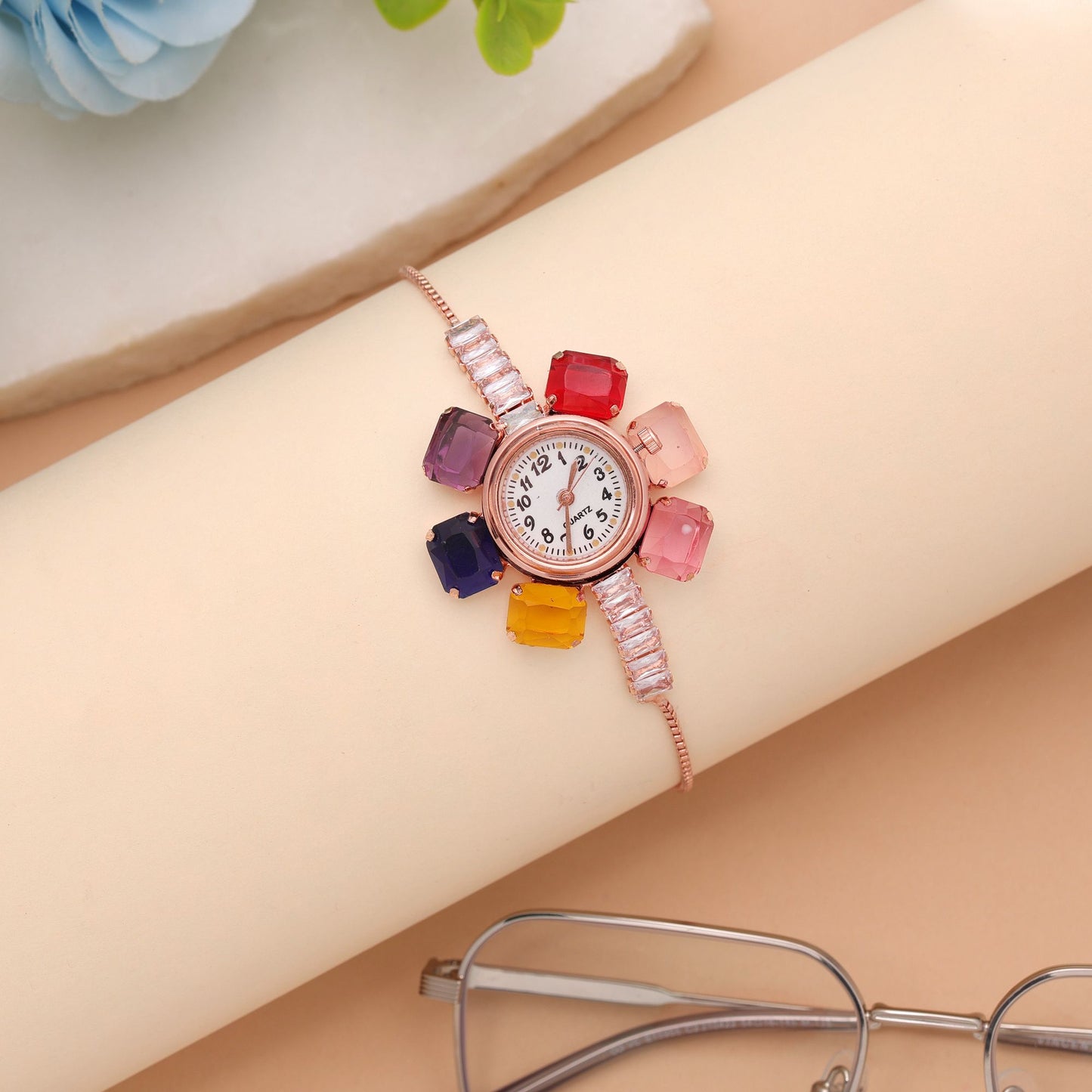 Rose Gold Plated Watch For Girls & Women Featuring Chic Contemporary Design