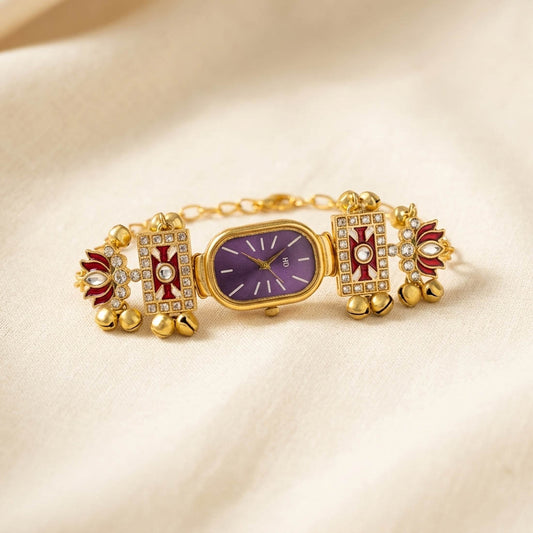 Elegant Rich Maroon Color Leather Strap Fashion Wristwatch For Girls & Women
